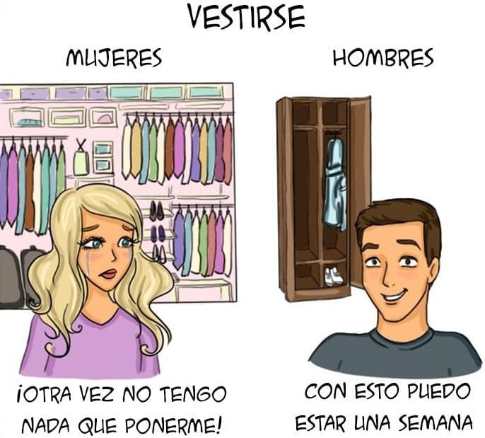 Ilustraciones que explican algunas diferencias entre hombres y mujeres d