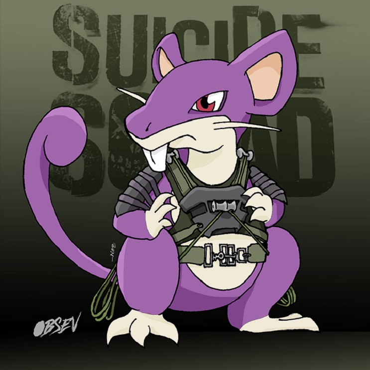 Pokémon y los Suicide Squad se unen en estas divertidas ilustraciones rattata