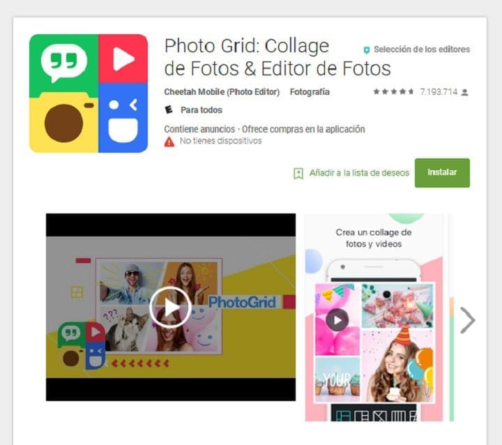 descargar la aplicación photo grid