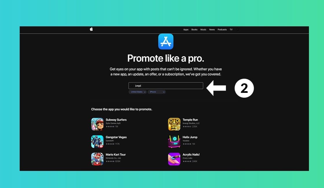 Aplicación de promoción de Apple